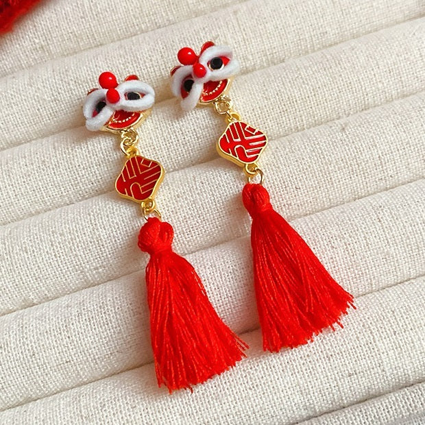 Anting Merah Imlek Keberuntungan Unik Red Chinese New Year Earrings