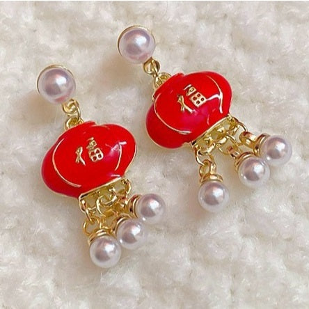 Anting Merah Imlek Keberuntungan Unik Red Chinese New Year Earrings