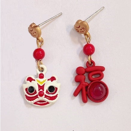 Anting Merah Imlek Keberuntungan Unik Red Chinese New Year Earrings