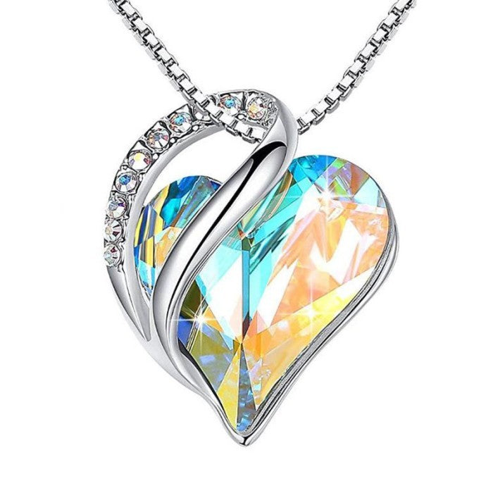 Kalung Infinity Love Heart with Birthstone Crystals Necklace S925 Gikado Jewellery