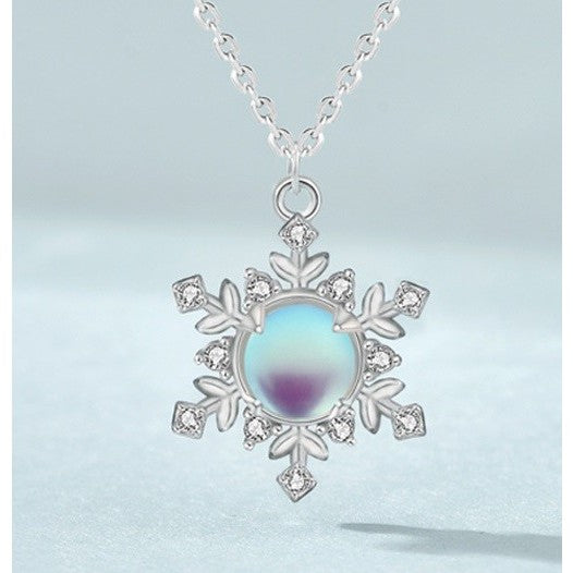 Kalung Salju Moonstone Perhiasan Fashion Wanita Cantik Snow Necklace