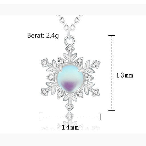 Kalung Salju Moonstone Perhiasan Fashion Wanita Cantik Snow Necklace