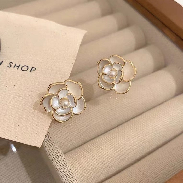 Anting Wanita Korea Mutiara Berlian Fashion Cewek Stud Hoop Earring