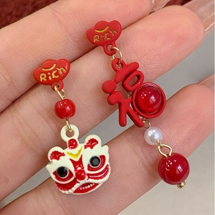 Anting Merah Imlek Keberuntungan Unik Red Chinese New Year Earrings