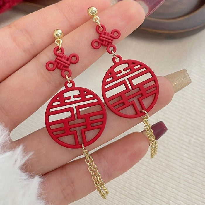 Anting Merah Imlek Keberuntungan Unik Red Chinese New Year Earrings