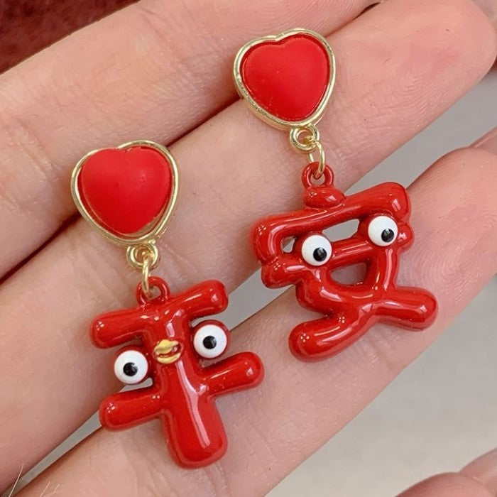 Anting Merah Imlek Keberuntungan Unik Red Chinese New Year Earrings