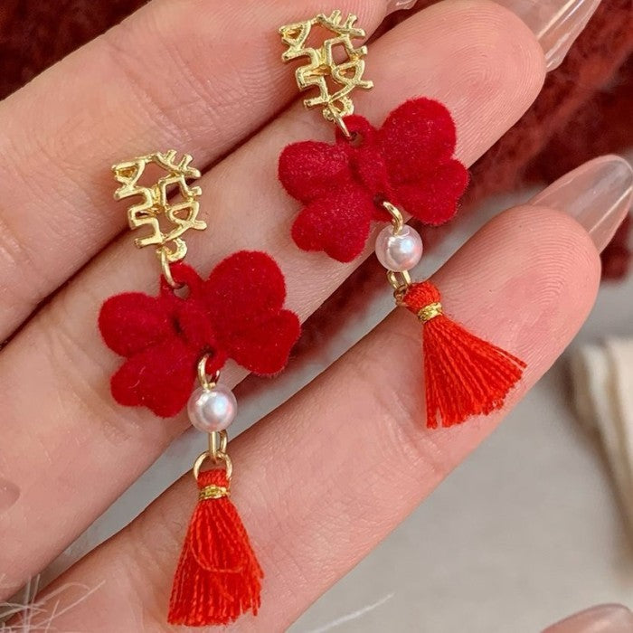 Anting Merah Imlek Keberuntungan Unik Red Chinese New Year Earrings